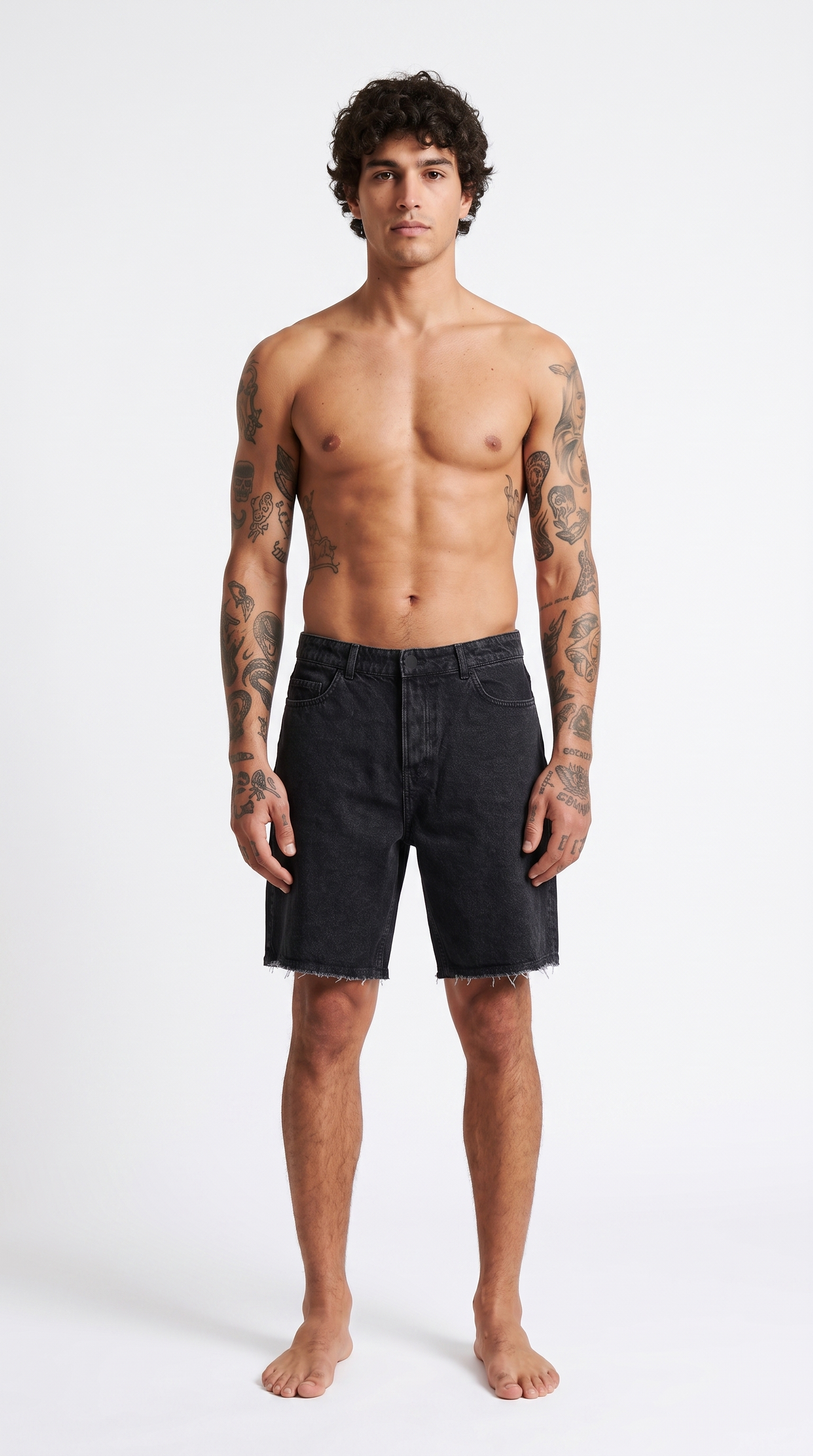 Denim Shorts — Washed Black