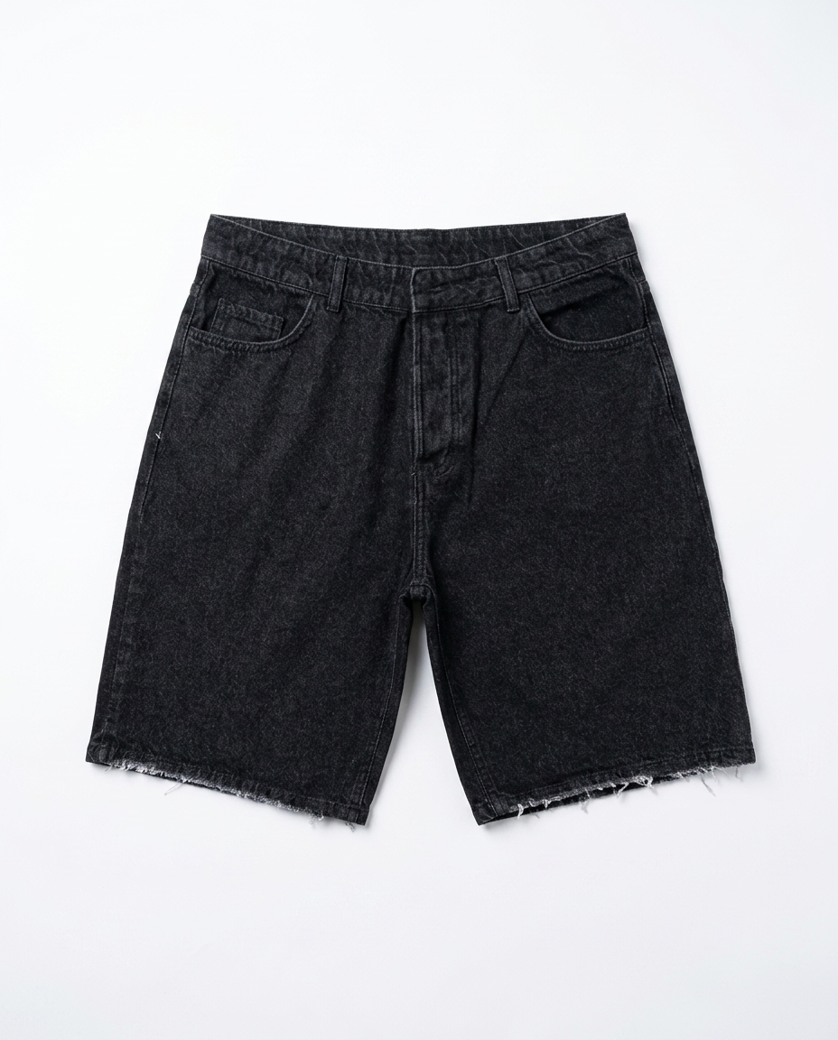 Denim Shorts — Washed Black
