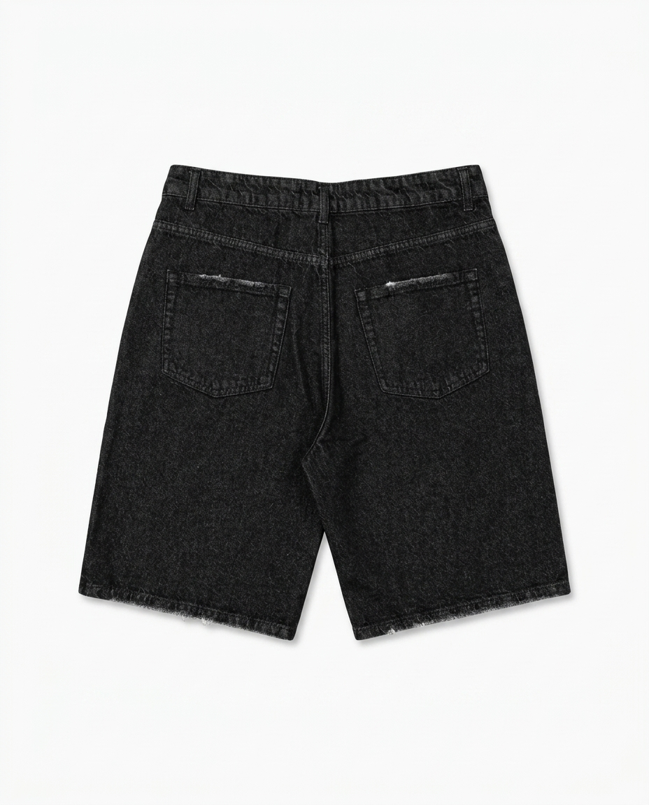 Denim Shorts — Washed Black